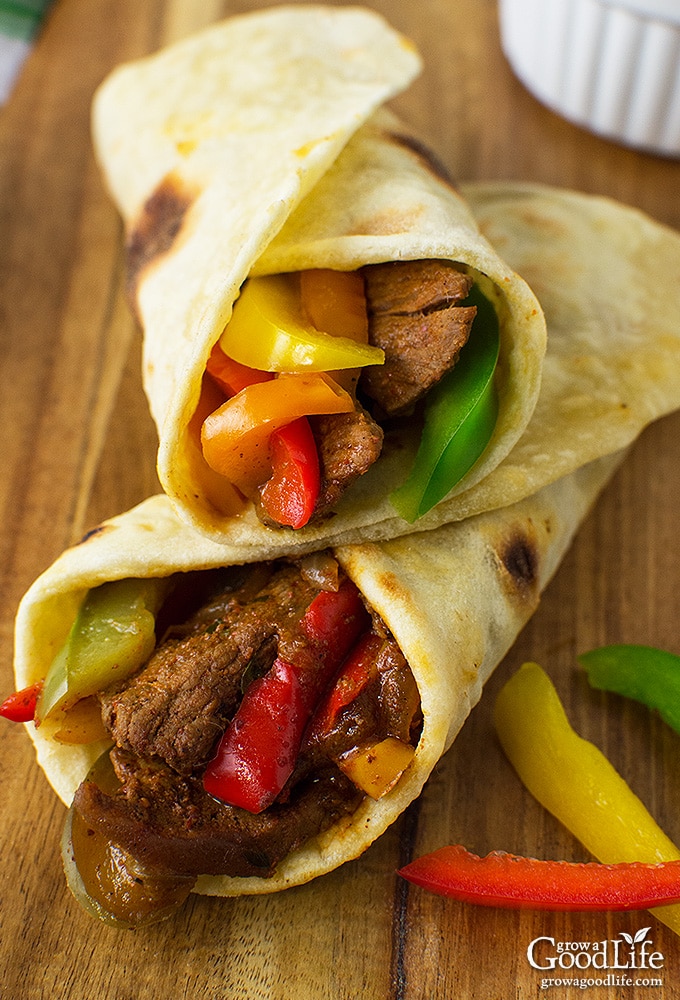 These sizzling beef steak fajitas are made with strips of steak infused with a flavorful chili-lime marinade, combined with colorful peppers, onions, and folded into a warm tortilla. These sizzling beef steak fajitas are made with strips of steak infused with a flavorful chili-lime marinade, combined with colorful peppers, onions, and folded into a warm tortilla.